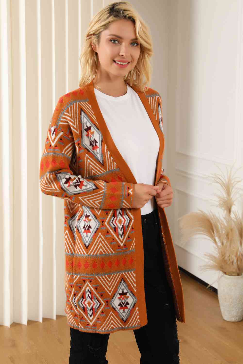 Printed Long Sleeve Cardigan