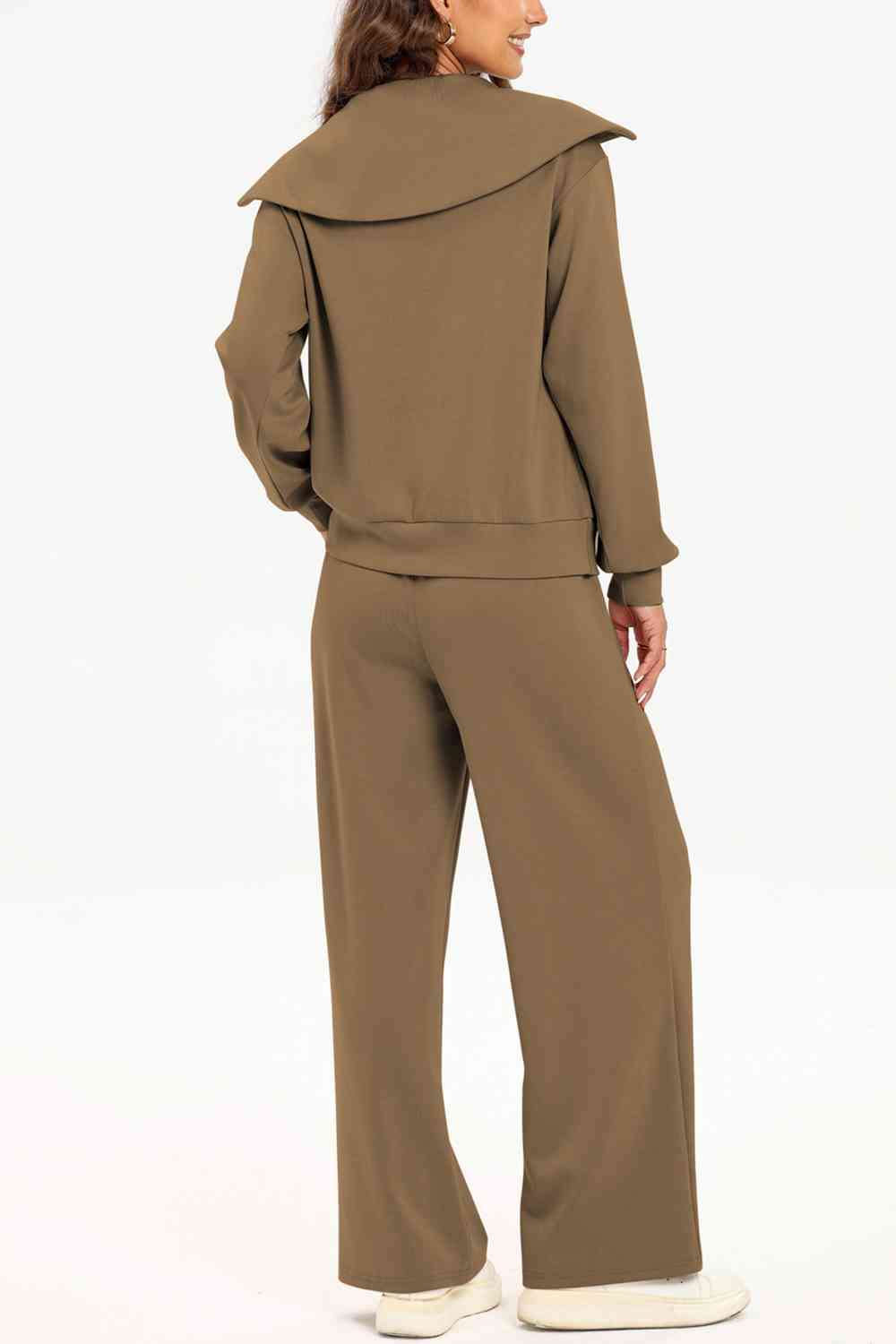 Half Zip Collared Neck Sweatshirt and Pants Set