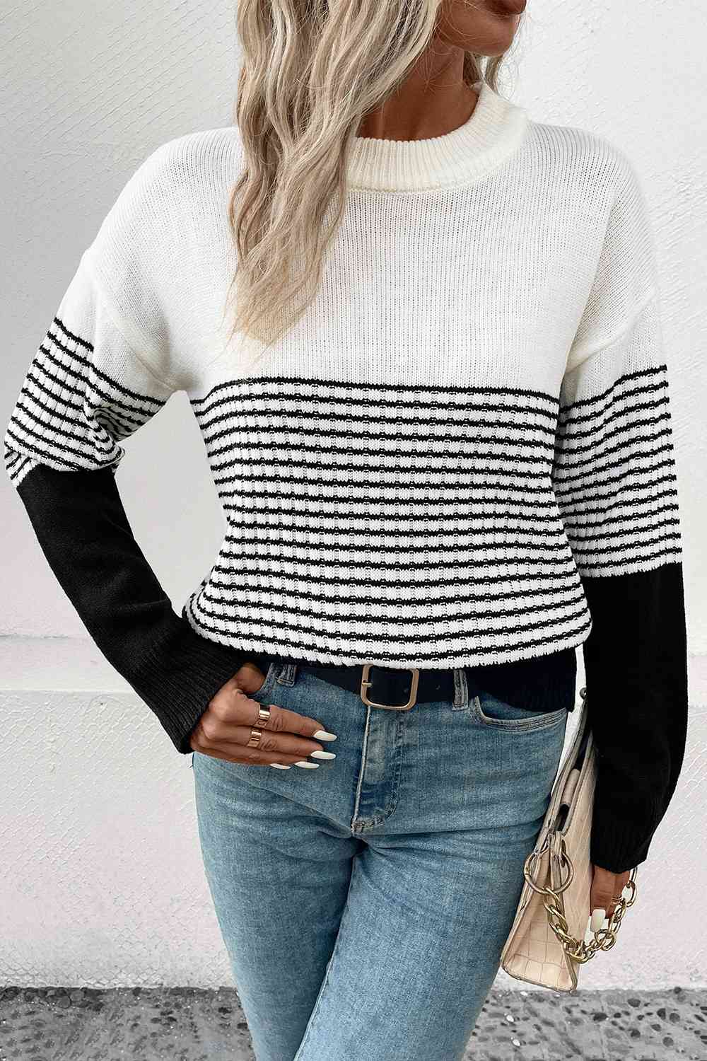 Striped Drop Shoulder Sweater