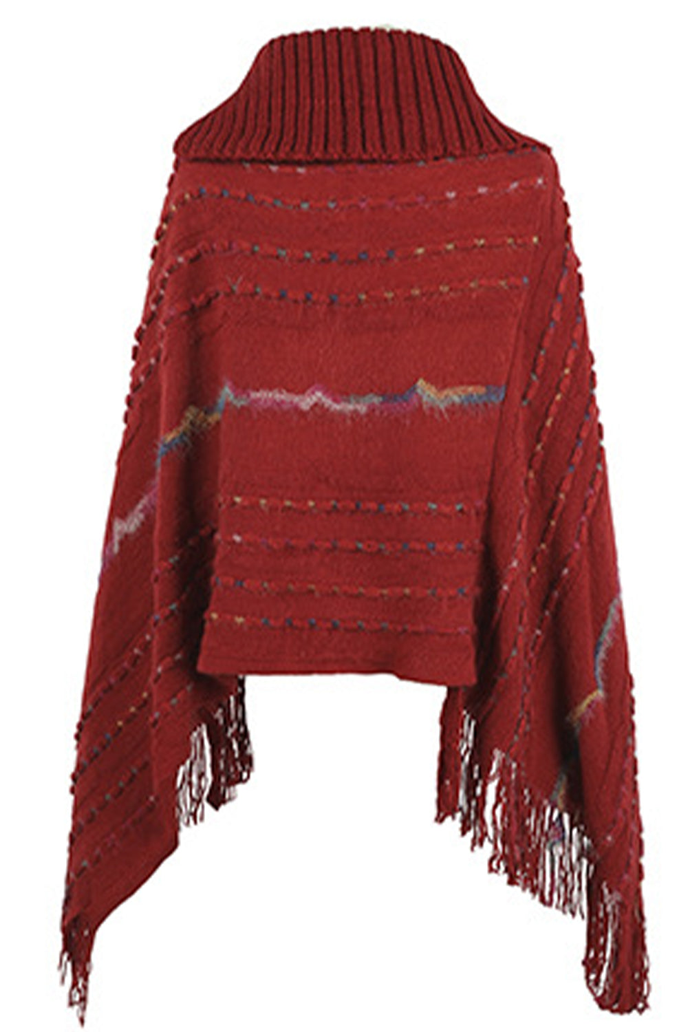 Cloak Sleeve Fringe Detail Poncho