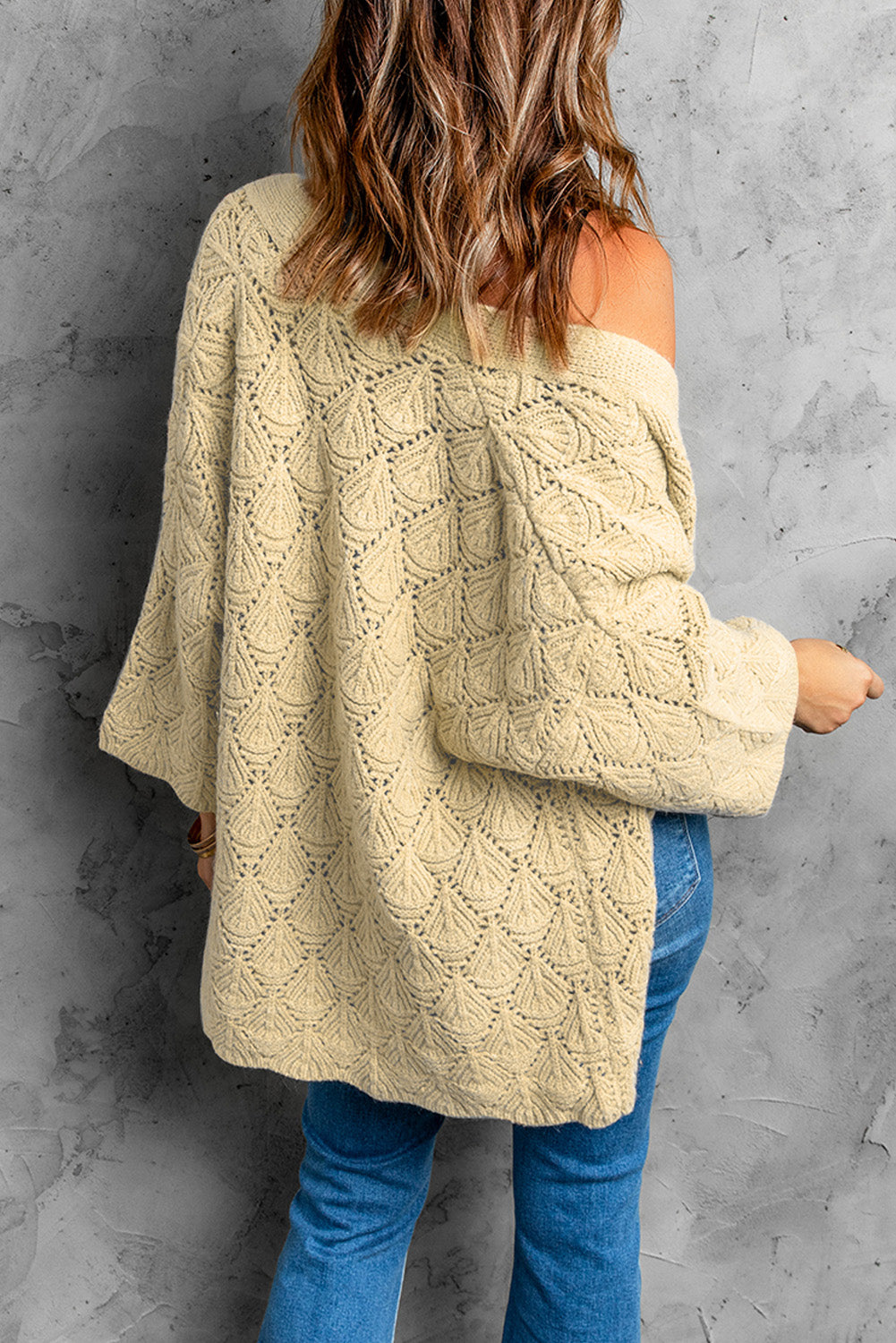 Scalloped Hem Open Front Cardigan