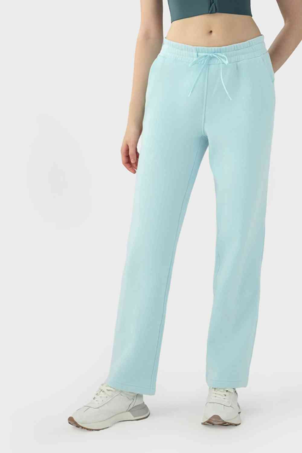 Drawstring Waist Sports Pants with Pockets