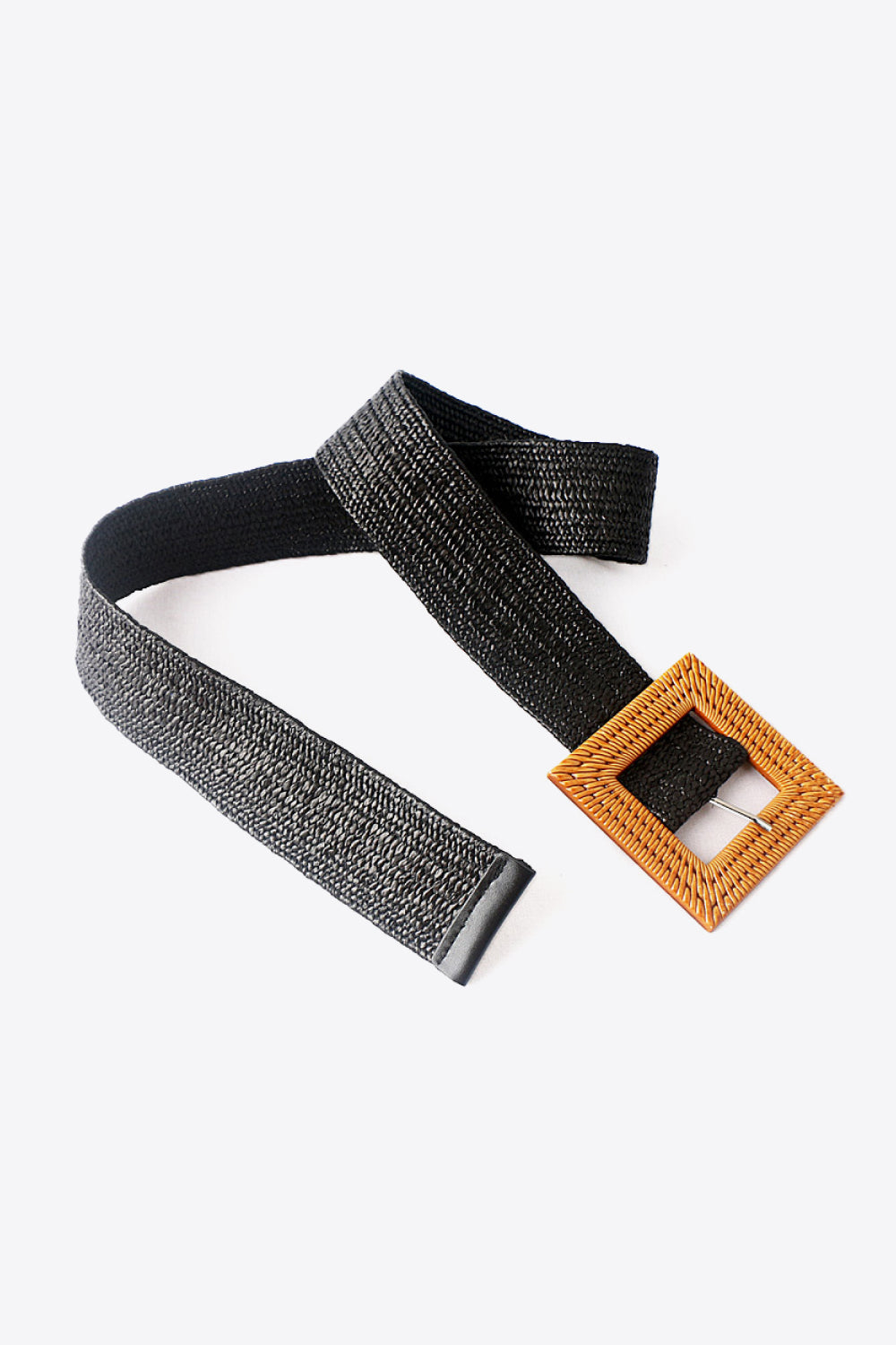 Square Buckle Elastic Braid Belt