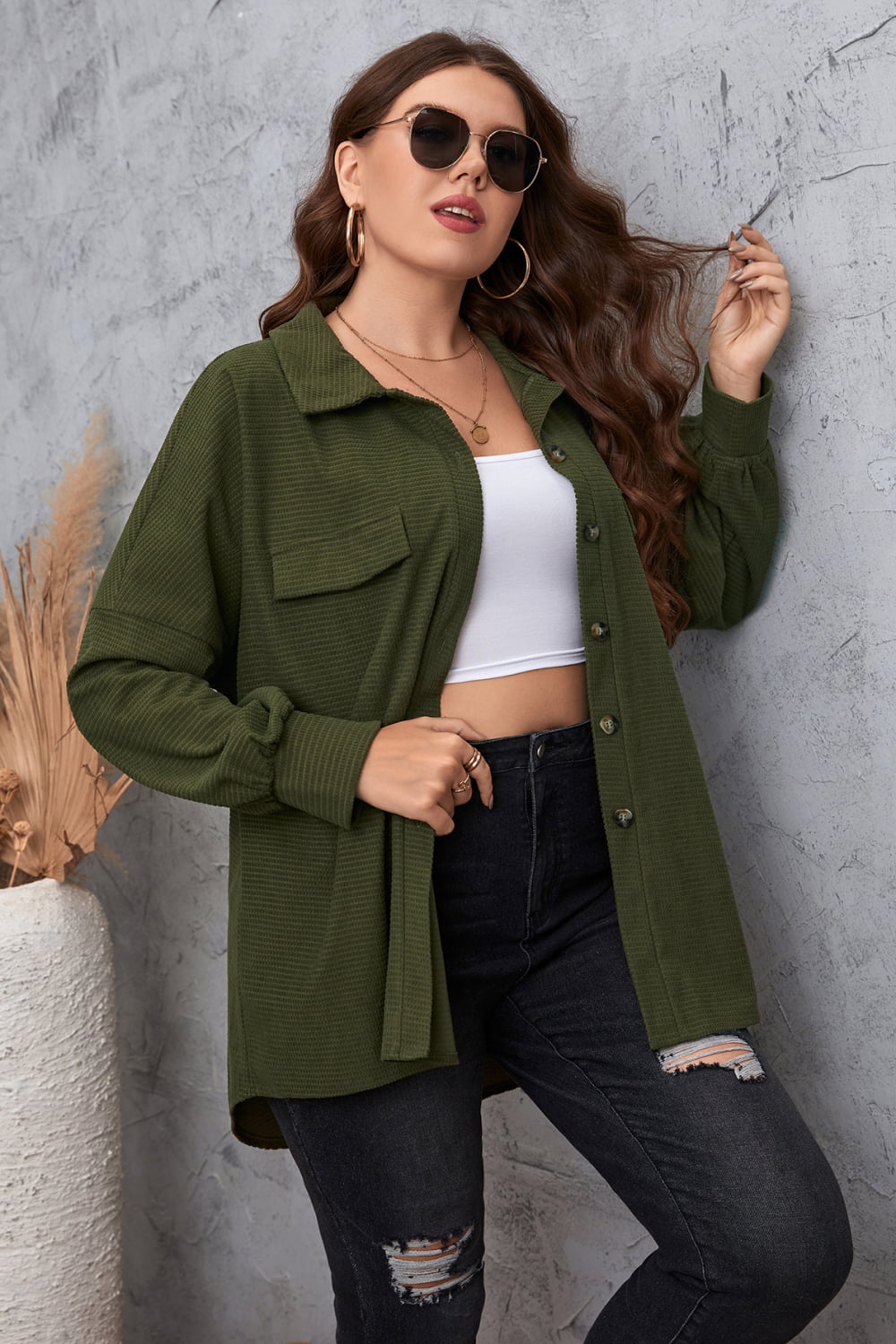 Plus Size Dropped Shoulder Shirt