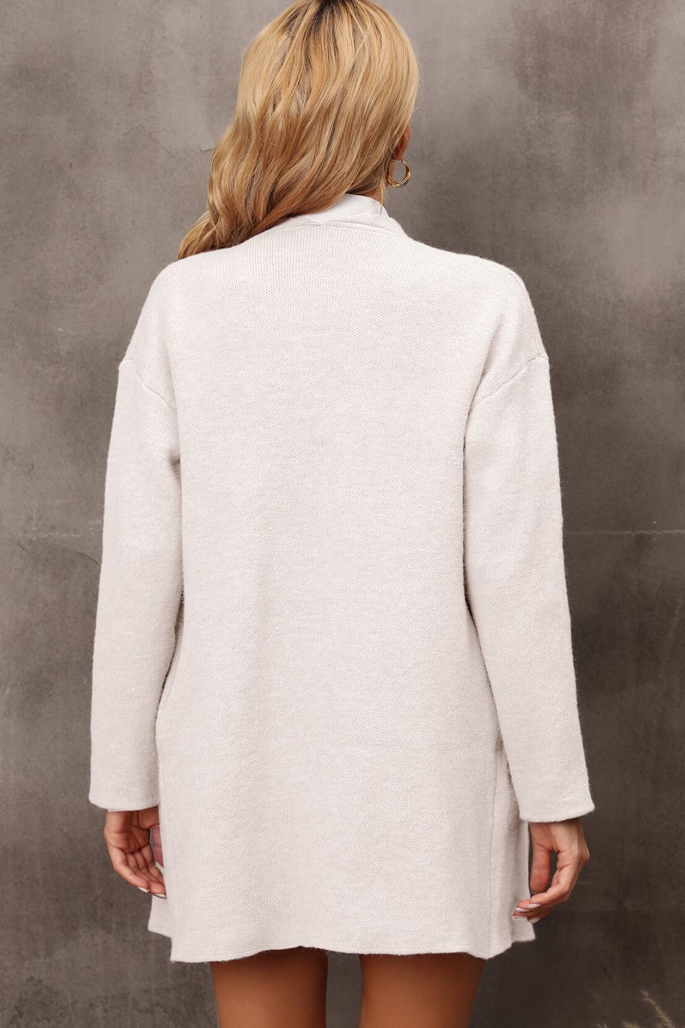 Waterfall Collar Longline Cardigan with Side Pockets