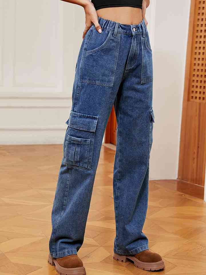 Pocketed Wide Leg Jeans