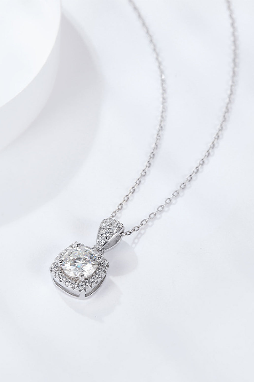 1 Carat Moissanite Square Pendant Necklace