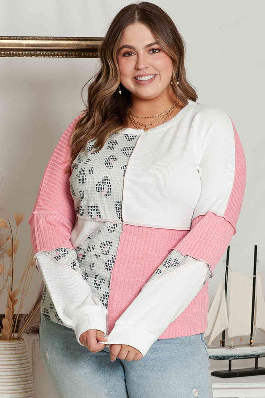 Plus Size Out Seamed Splicing Sweatshirt