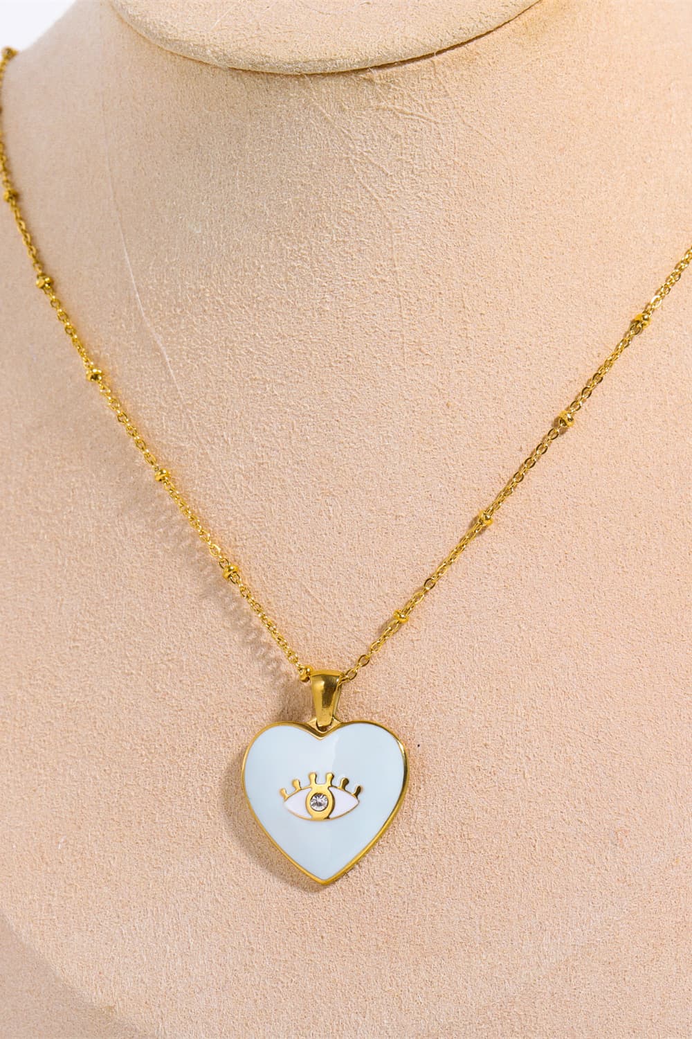 Heart & Evil Eye Shape 18K Gold Plated Pendant Necklace