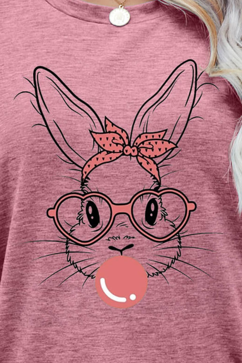 Easter Bunny Graphic Round Neck T-Shirt