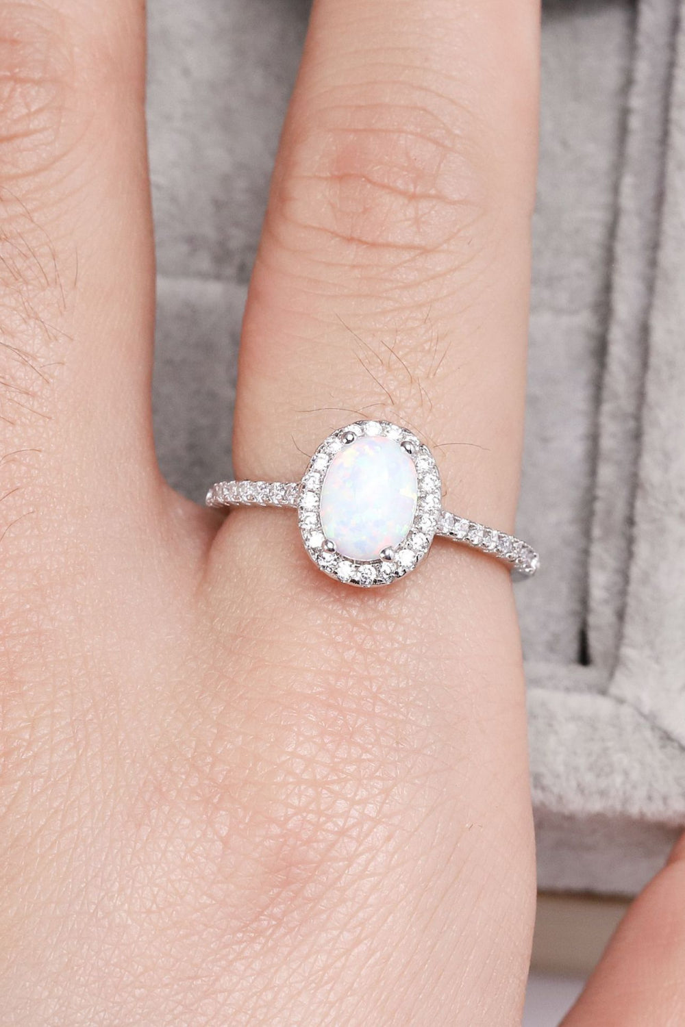 Opal 925 Sterling Silver Halo Ring