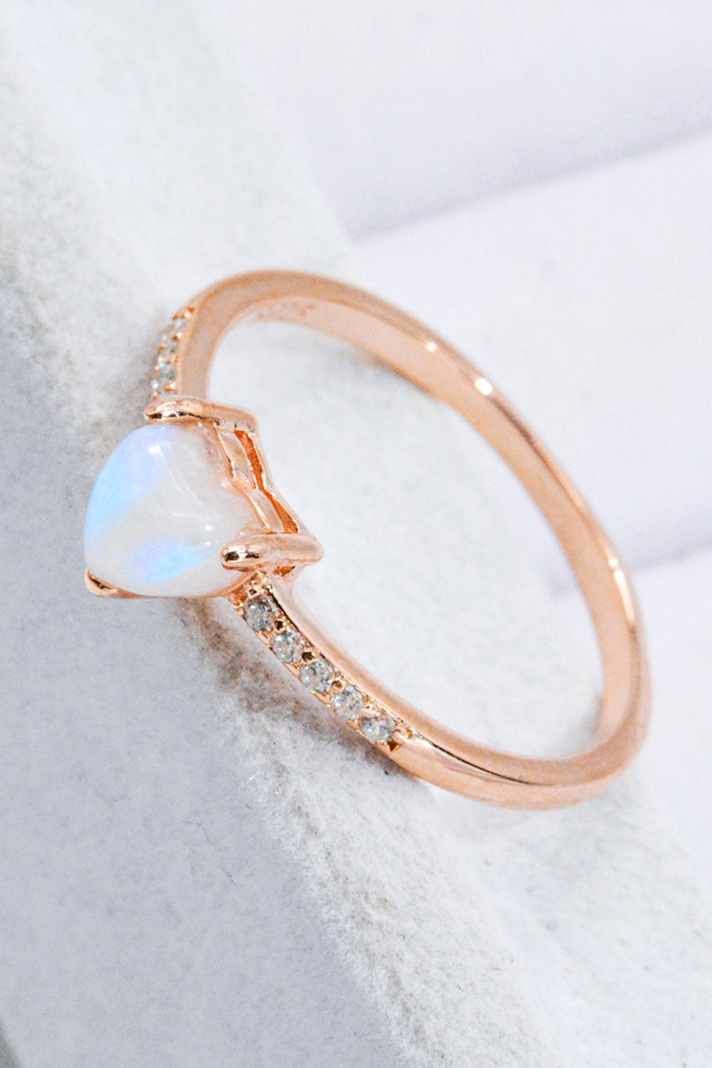 Natural Moonstone Heart 18K Rose Gold-Plated Ring