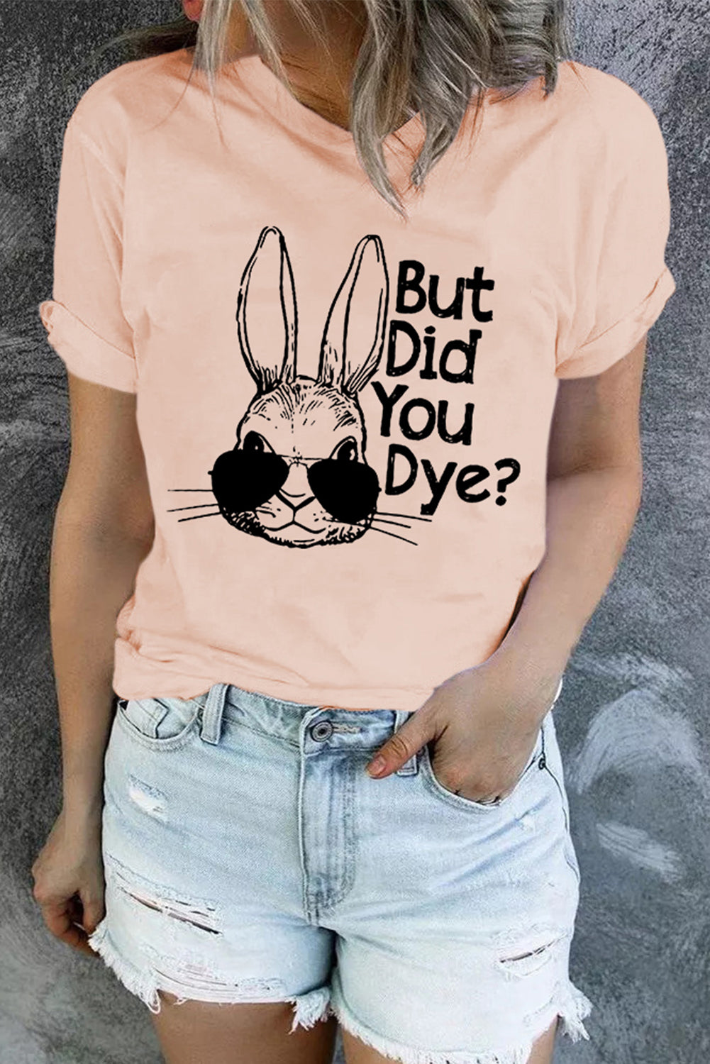 Easter Rabbit Graphic Round Neck Tee Shirt