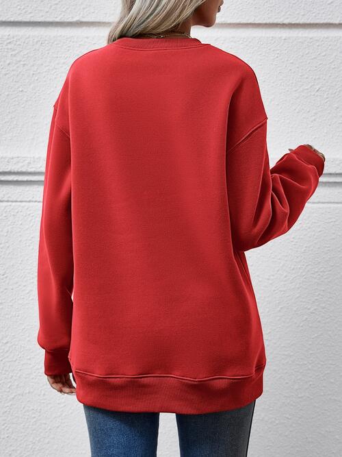 MERRY CHRISTMAS Round Neck Dropped Shoulder Sweatshirt