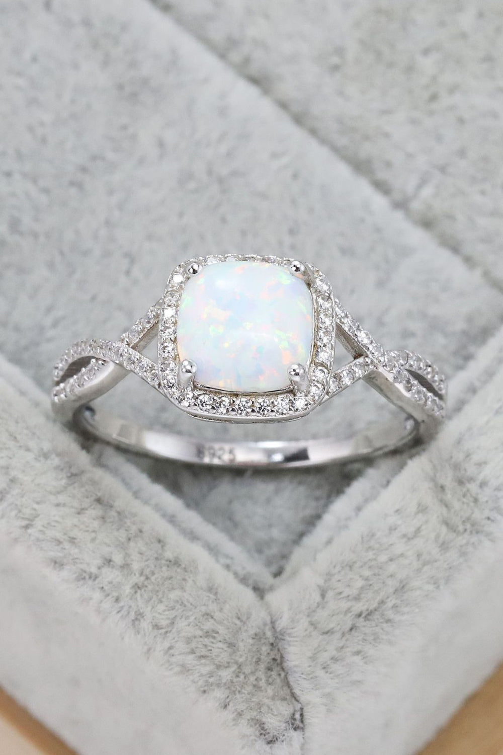 Opal Contrast Crisscross Ring