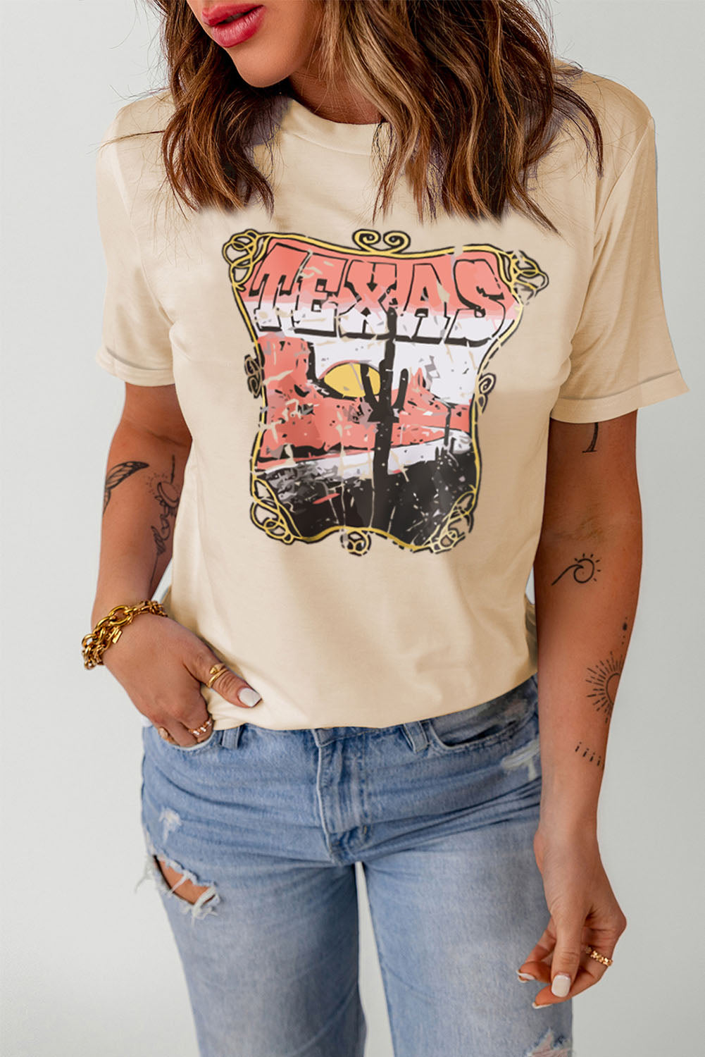 TEXAS Graphic Cuffed Tee Shirt