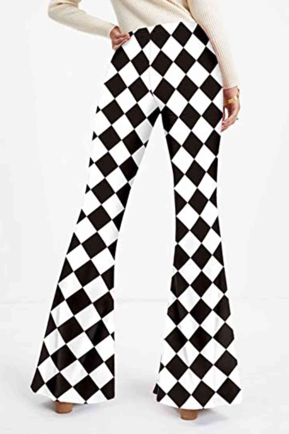 Checkered Flare Leg Pants