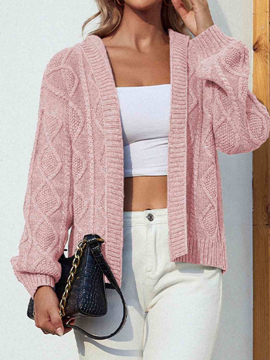 Open Front Hooded Cardigan