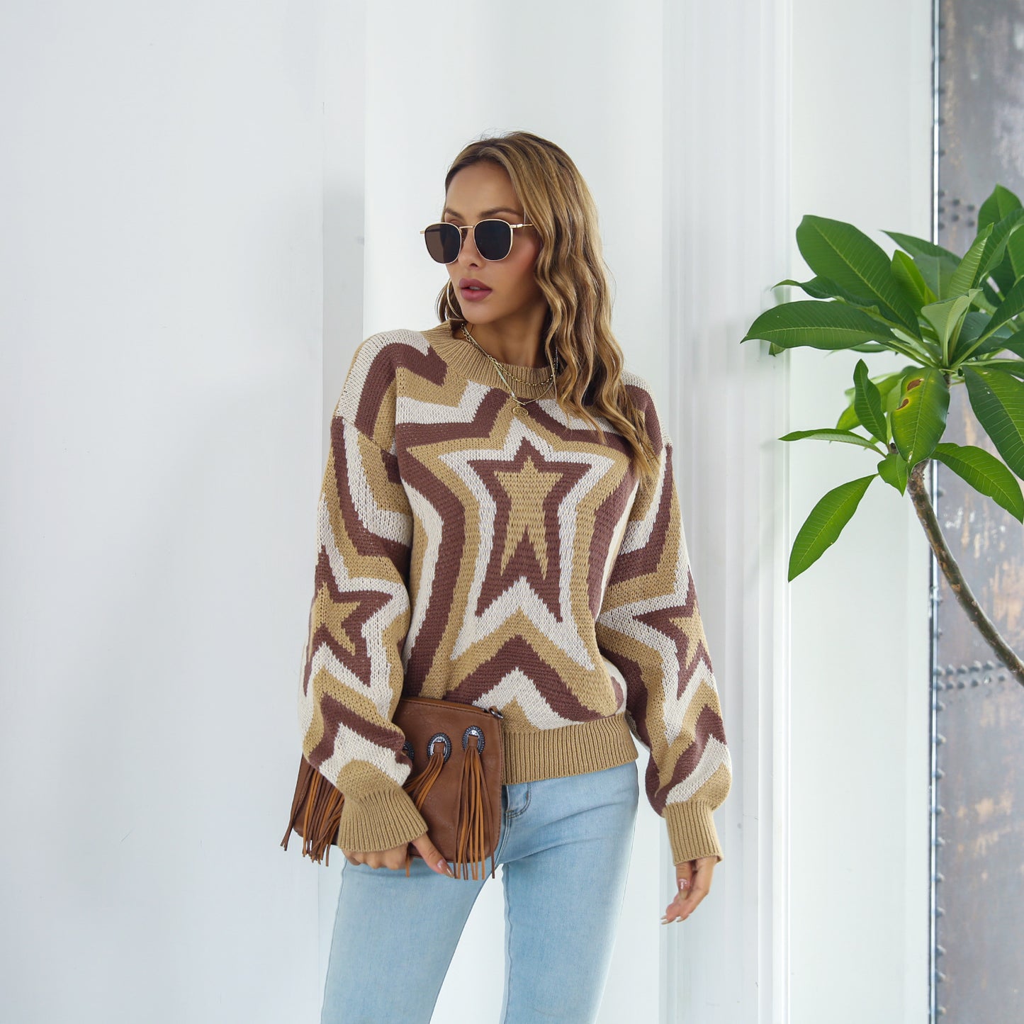 Star Dropped Shoulder Sweater