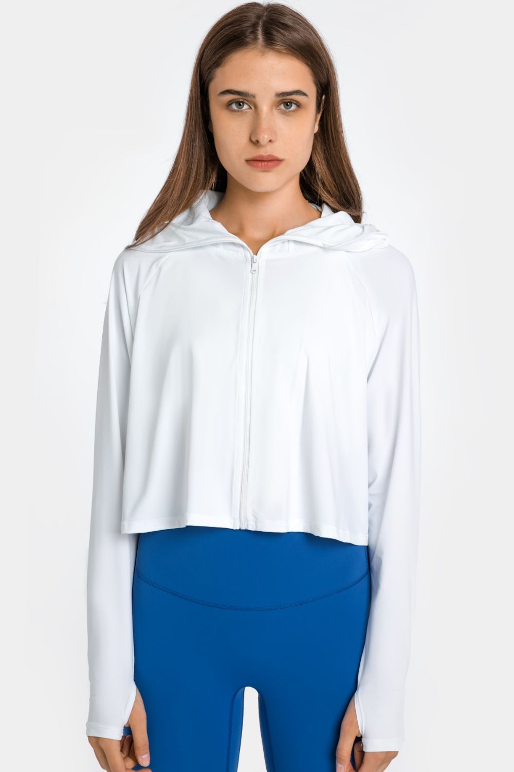 Zip Up Raglan Sleeve Hooded Sports Jacket