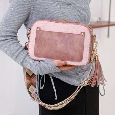 Fuzzy Tassel PU Leather Crossbody Bag