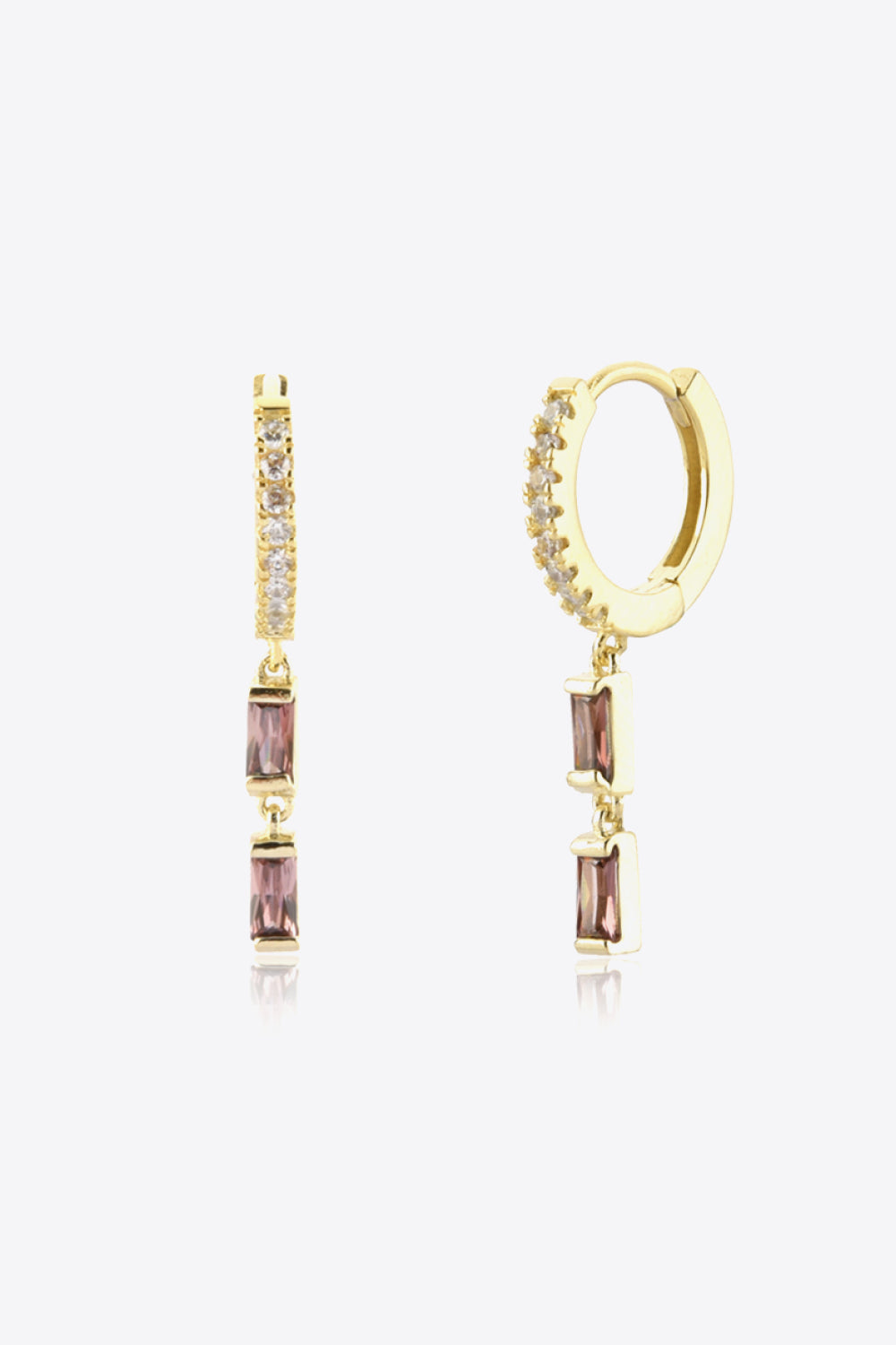 Zircon 925 Sterling Silver Drop Huggie Earrings