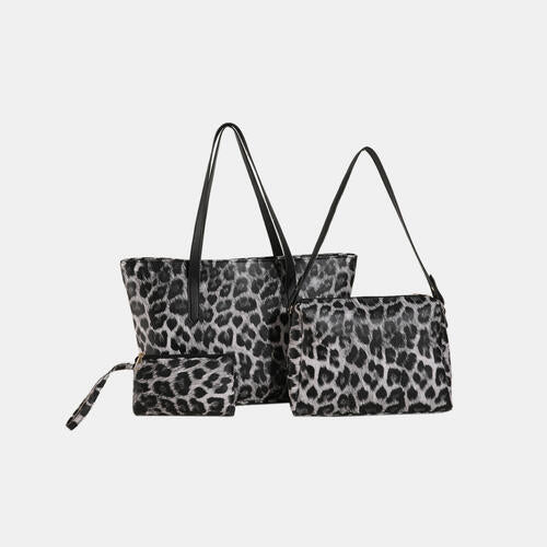 3-Piece Leopard PU Leather Bag Set