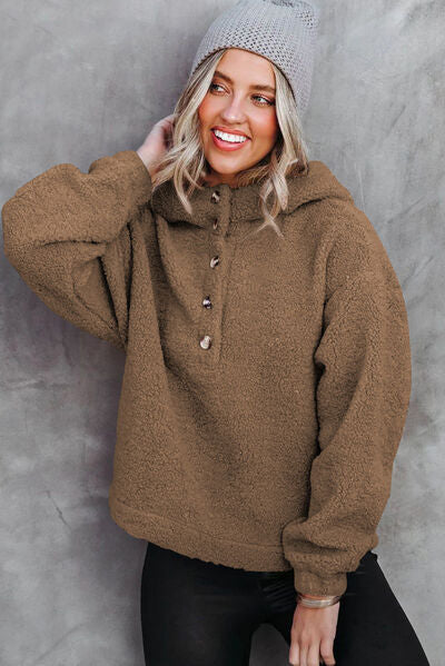 Sherpa Dropped Shoulder Long Sleeve Hoodie