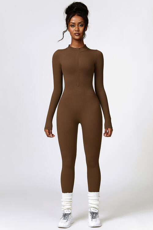 Half Zip Long Sleeve Active Jumpsuit