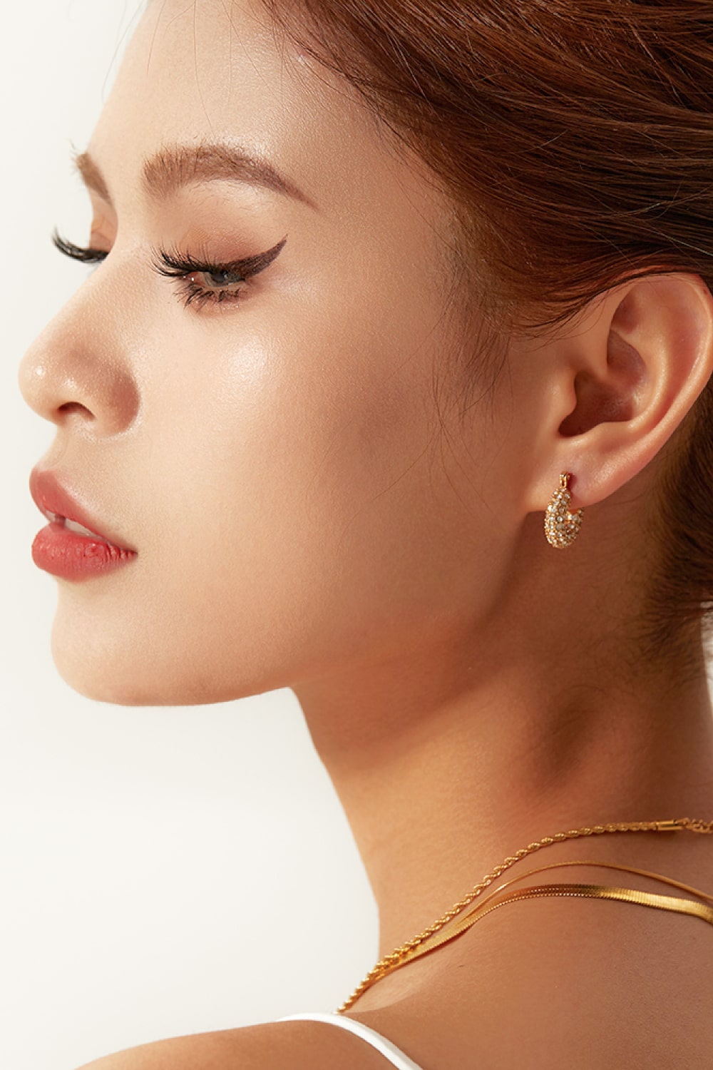 18K Gold Plated Inlaid Zircon Hoop Earrings