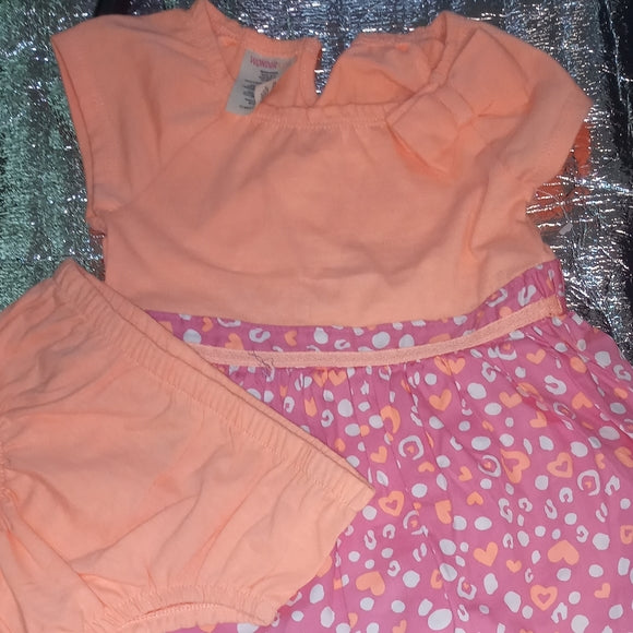 Wonderkids Girls Orange Short Sleeve Dress Set - Size 12M