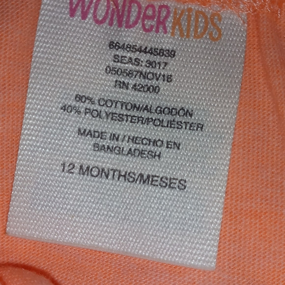 Wonderkids Girls Orange Short Sleeve Dress Set - Size 12M