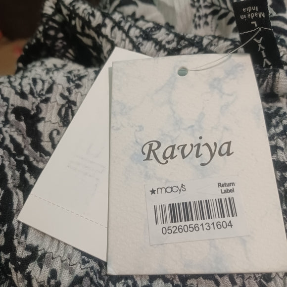 Raviya BLACK/WHITE MULTI Printed Maxi Dress - Size Large