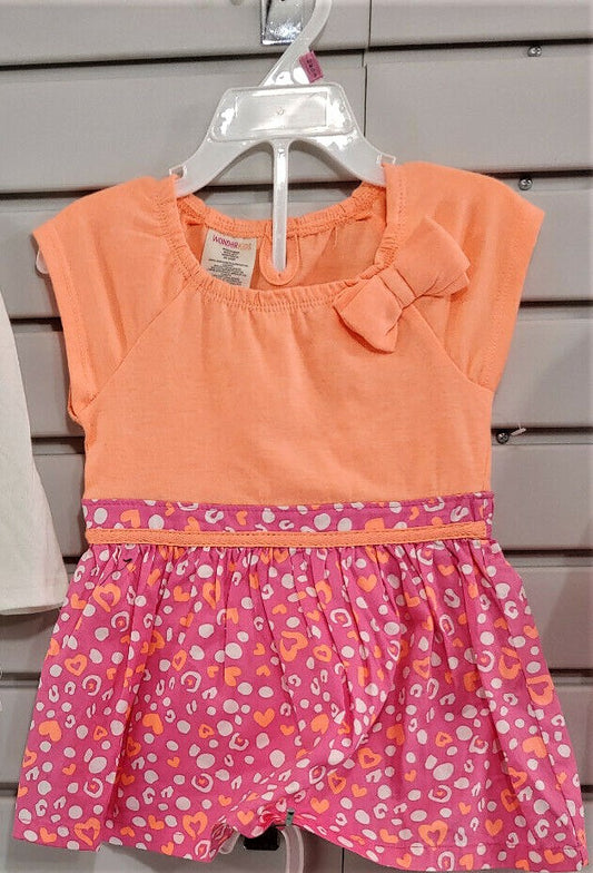 Wonderkids Girls Orange Short Sleeve Dress Set - Size 12M