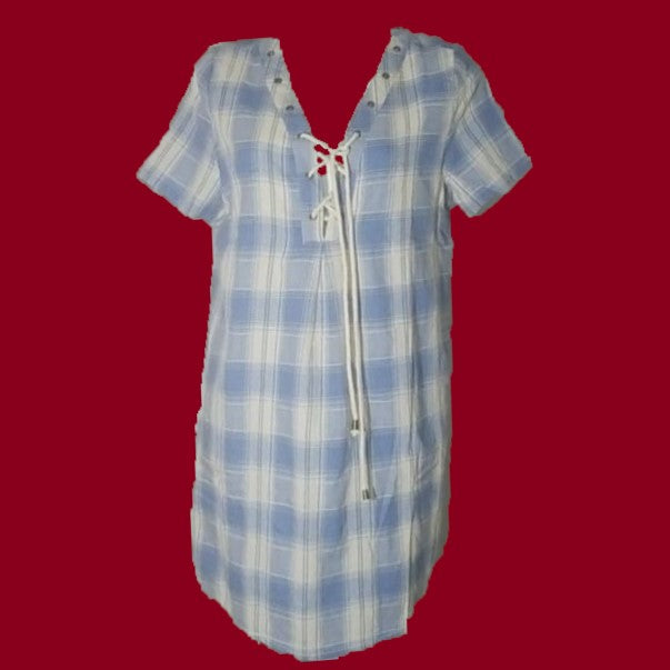 NWT Entro Blue & Ivory Plaid Dress - Size M