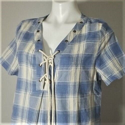 NWT Entro Blue & Ivory Plaid Dress - Size M